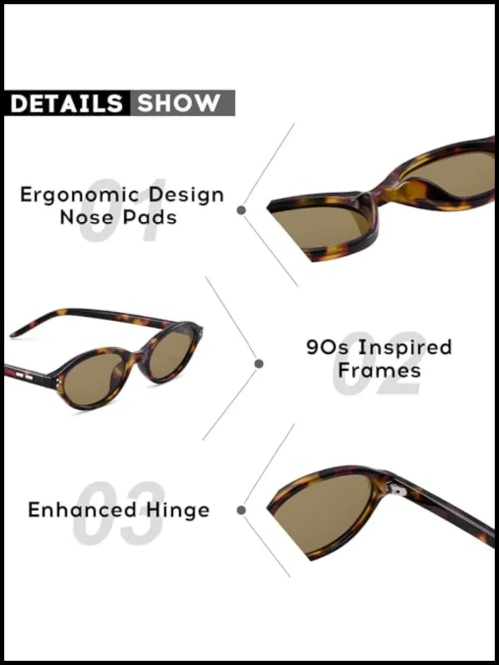 Vintage Oval Cat Eye Sunglasses, Y2K Retro Narrow Sunwear, UV400 Polarized